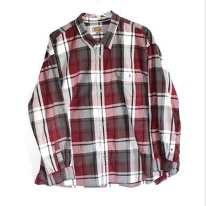 The Foundry Supply Men's Plaid Collared Button Up Long Sleeved Shirt 5XL
